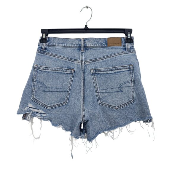 American Eagle Womens Distressed Patched Denim Shorts Size 4 High Rise - Picture 12 of 12